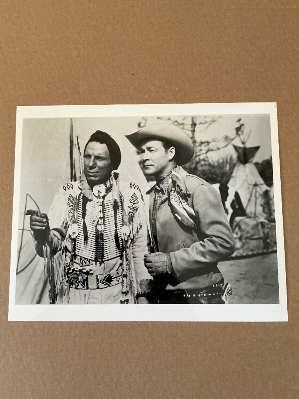 Vintage Roy Rogers Iron Eyes Cody Glossy 8x10 Photo Reprint